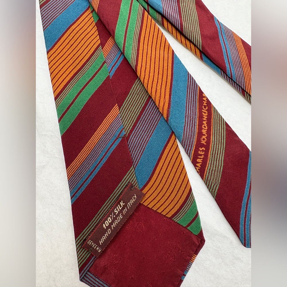 Charles Jourdan Multicolor Striped Silk Tie Paris Cohoes